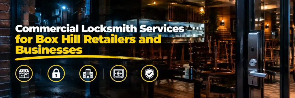 Commercial locksmith services for Box Hill retailers and businesses with secure storefront door locks